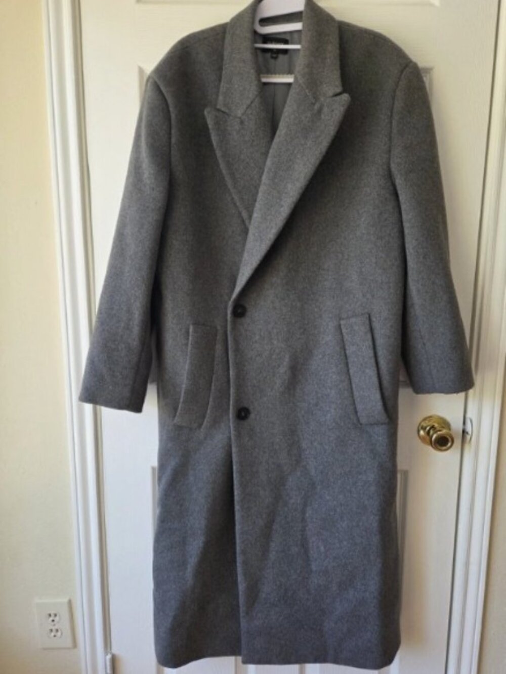 Bardot Classic Oversized Long Coat Grey US 4-6 Small Medium Wool Blend Lined